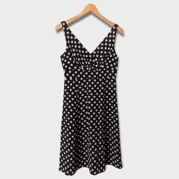 L.K. Bennett Dresses & Skirts - L.K. BENNETT Black & Cream Polka Dot 100% Silk Evening Party Dress Size 8